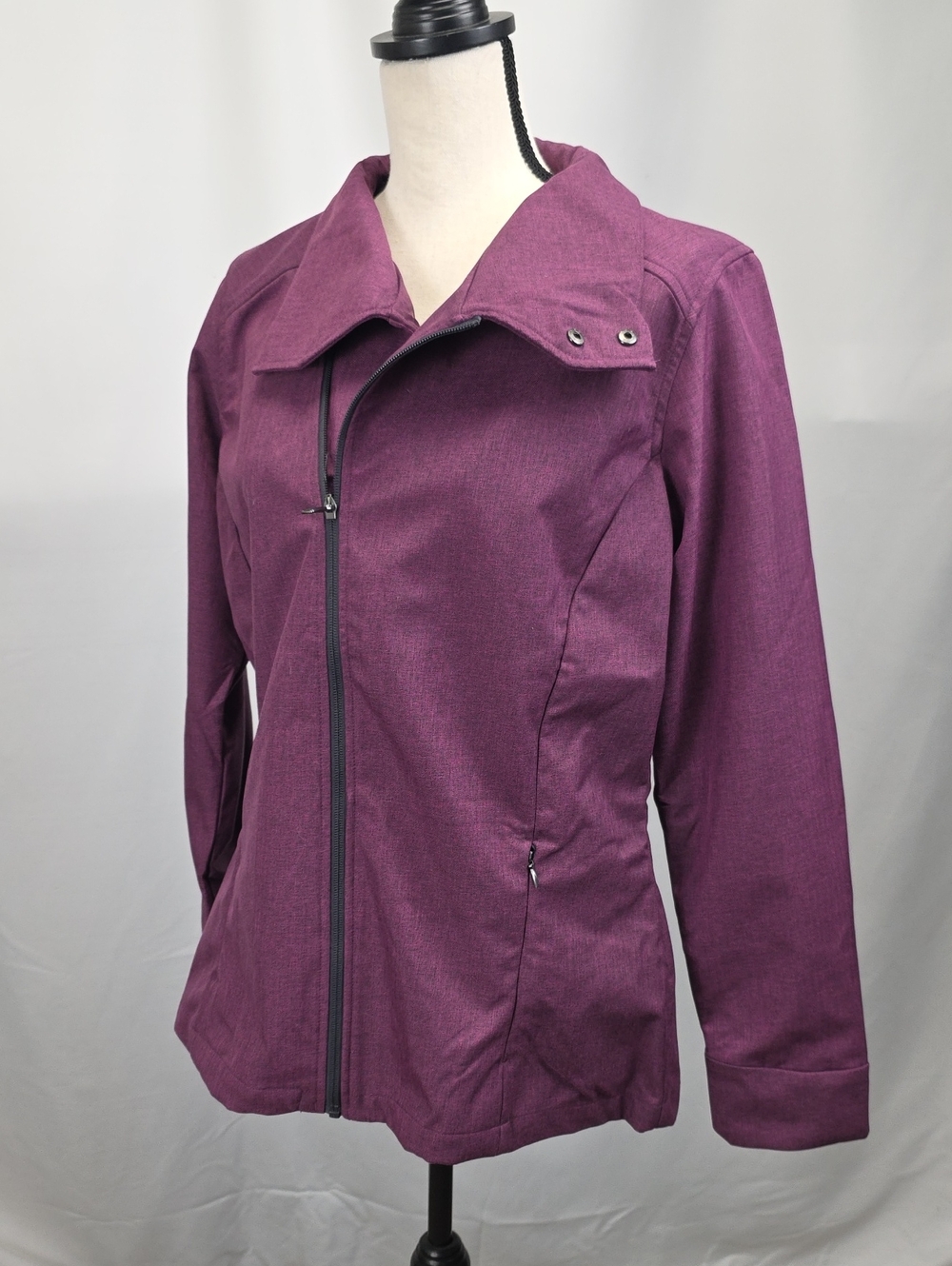 Women's Plum Utility Jacket with Asymmetric Zip Size Large